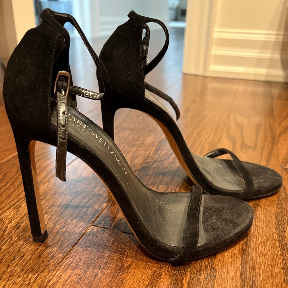 Stuart Weitzman black suede nudist sandal - size 5.5